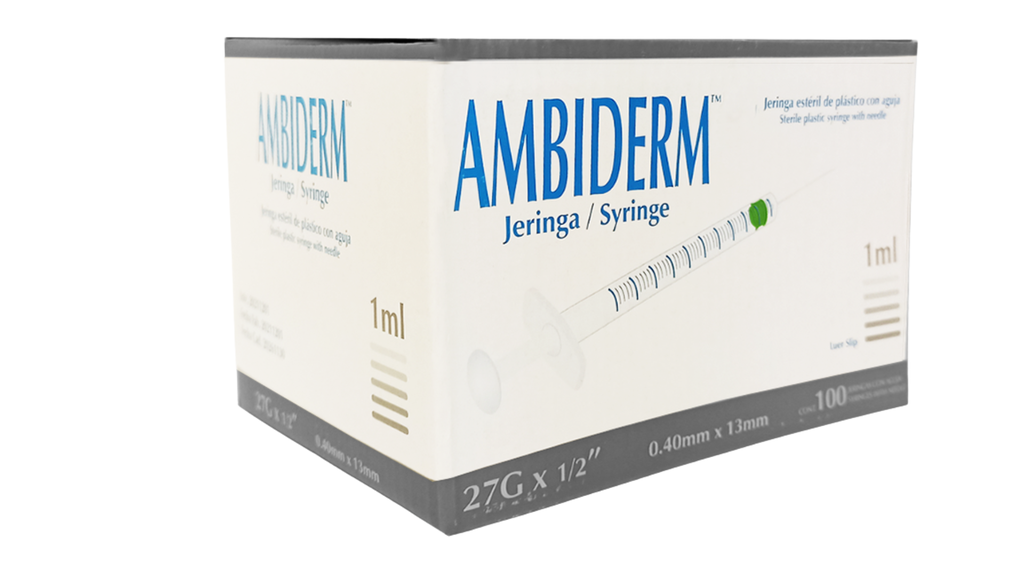 JERINGA 1ML LUER SLIP CON AGUJA 27Gx13mm AMBIDERM