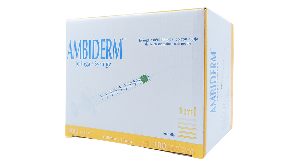 JERINGA 1ML LUER SLIP CON AGUJA 30Gx13mm AMBIDERM