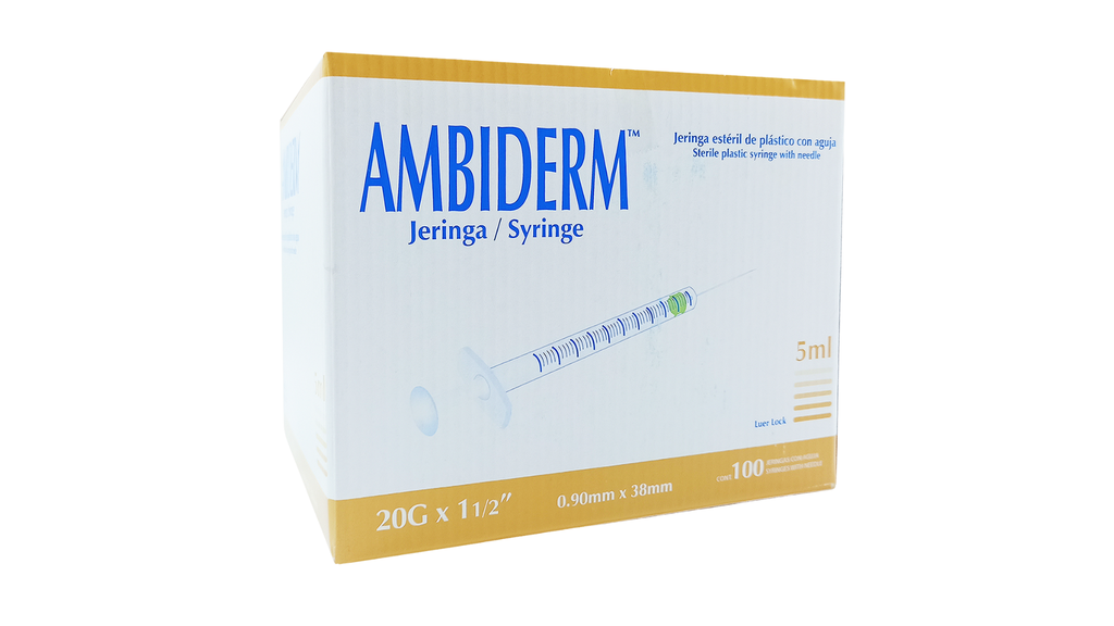 JERINGA 5ML LUER LOCK CON AGUJA 20Gx38mm AMBIDERM