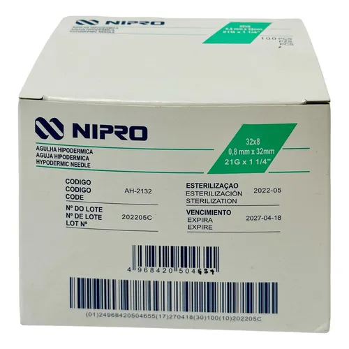AGUJA 21 G TERUMO VERDE - NIPRO