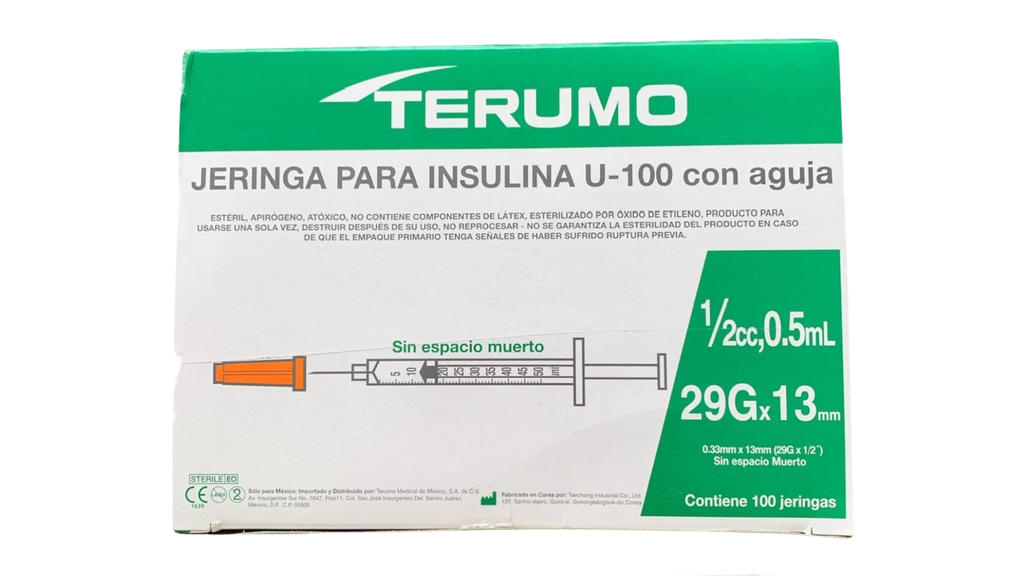 JERINGA PARA INSULINA 0.5ml 29Gx13mm TERUMO SS*05M2913L100