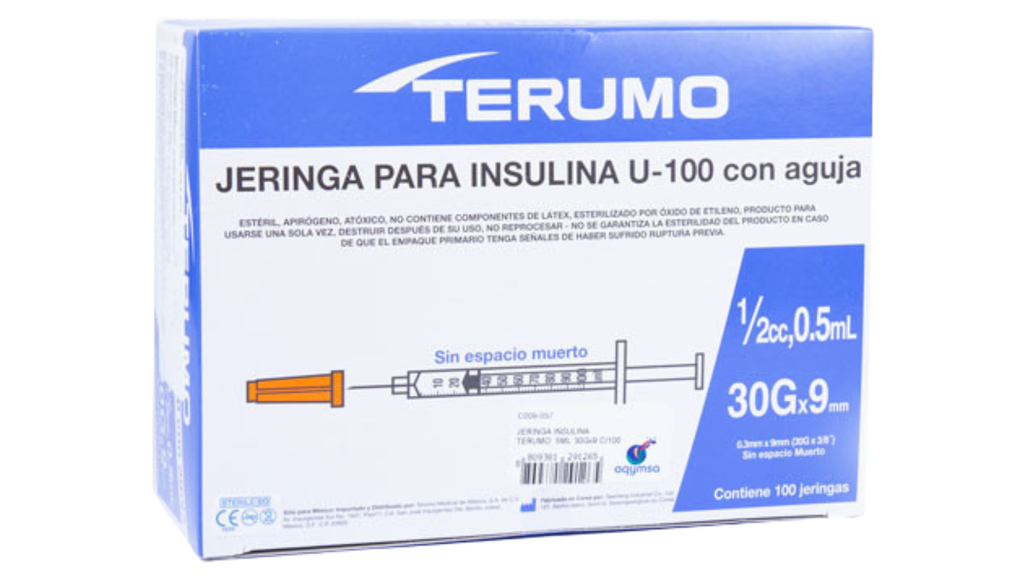 JERINGA PARA INSULINA 0.5ml 30Gx9mm TERUMO SS*05M3009L100