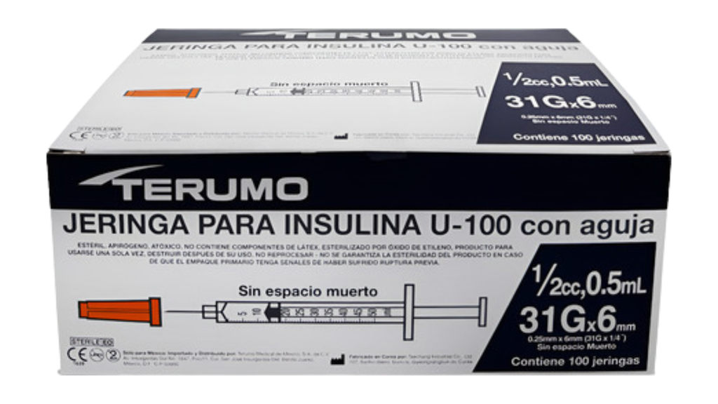 JERINGA PARA INSULINA 0.5ml 31Gx6mm TERUMO SS*05M3106L100