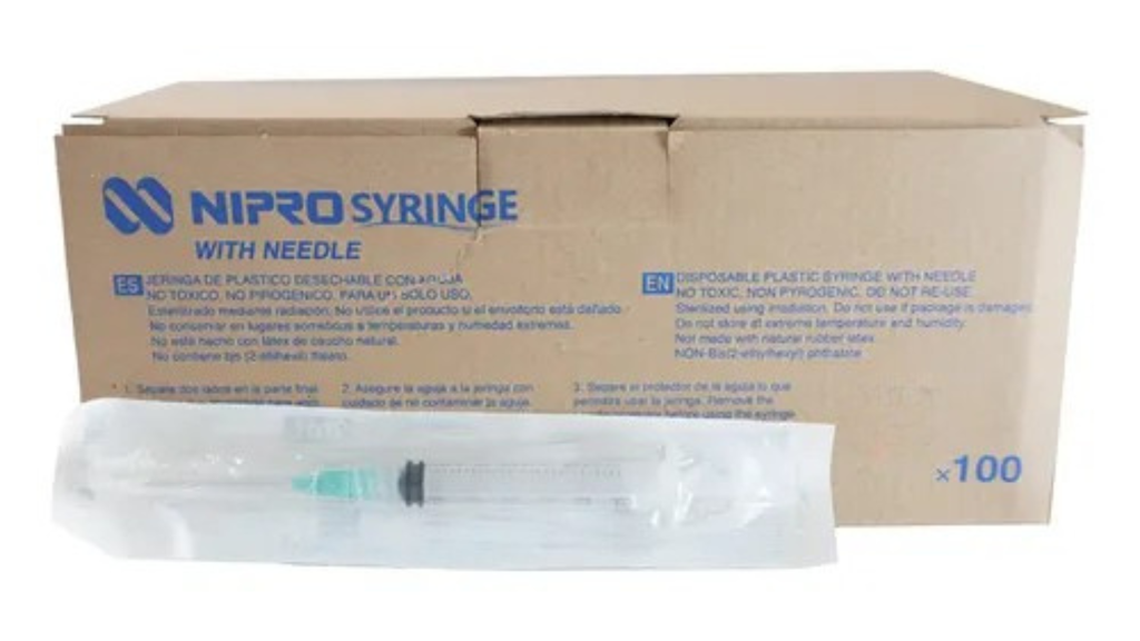 JERINGA 3ML LUER LOCK CON AGUJA 21Gx32mm 1 1/4 JD-03L2132 NIPRO