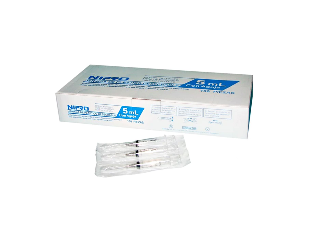 JERINGA 5ML LUER LOCK CON AGUJA 22Gx32mm  1 1/4 JD-05L2232 NIPRO