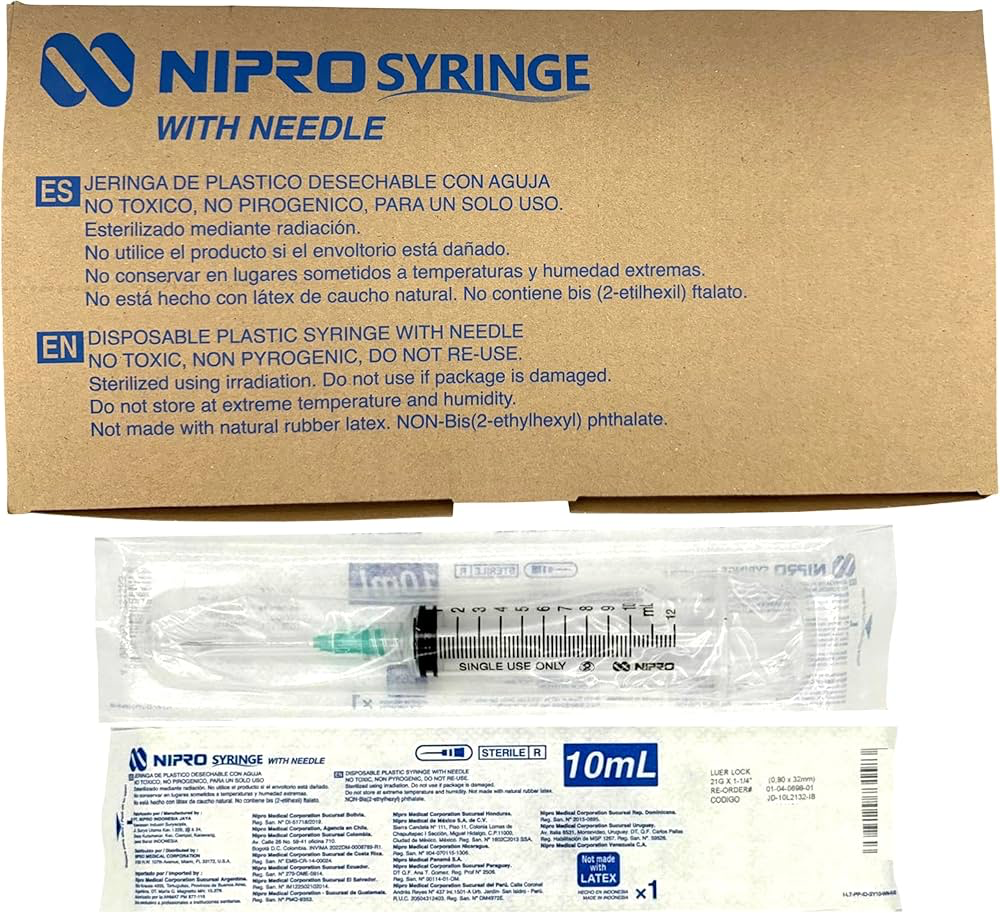 JERINGA 10ML LUER LOCK CON AGUJA 21Gx38mm 1 1/2 JD-10L2138 NIPRO