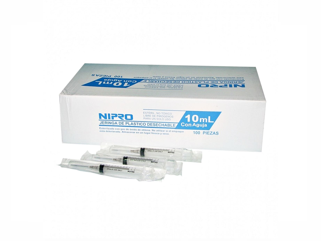 JERINGA 10ML LUER LOCK CON AGUJA 22Gx38mm 1 1/2 JD-10L2238 NIPRO