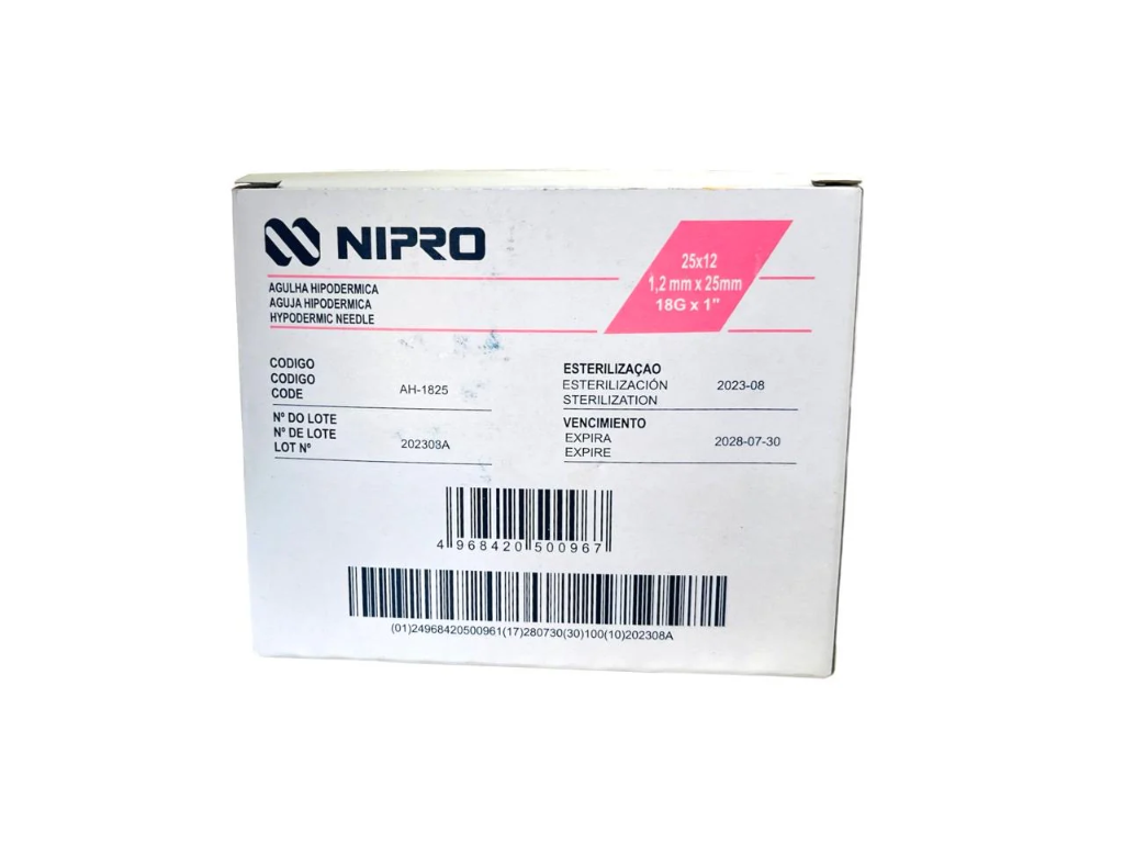 AGUJA HIPODERMICA 18Gx25mm 1 AH-1825-S NIPRO
