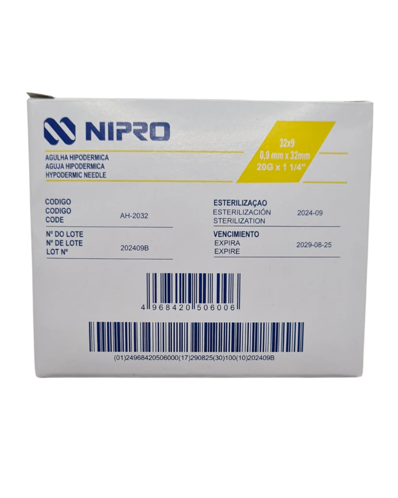 AGUJA HIPODERMICA 20Gx32mm 1 1/4 AH-2032-S NIPRO