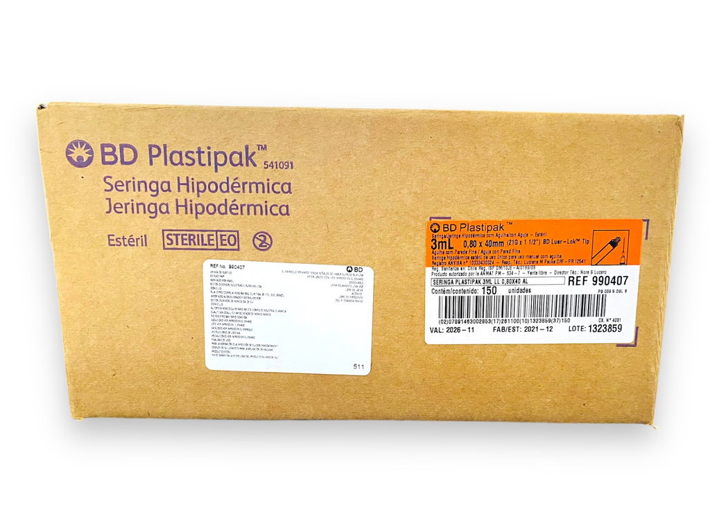 JERINGA 3ML LUER LOCK CON AGUJA 21Gx40mm 1 1/2 BD 990407