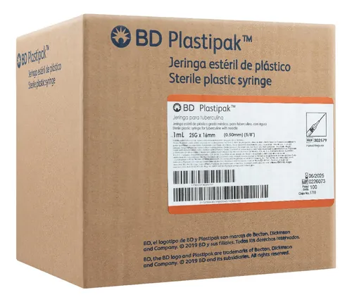 JERINGA 1ML TUBERCULINA LUER LOCK CON AGUJA 25Gx16mm 5/8 BD 302579