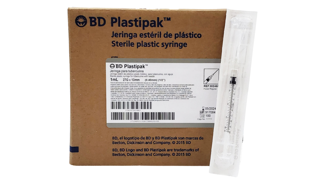 JERINGA 1ML TUBERCULINA LUER LOCK CON AGUJA 27Gx13mm 1/2 BD 302485