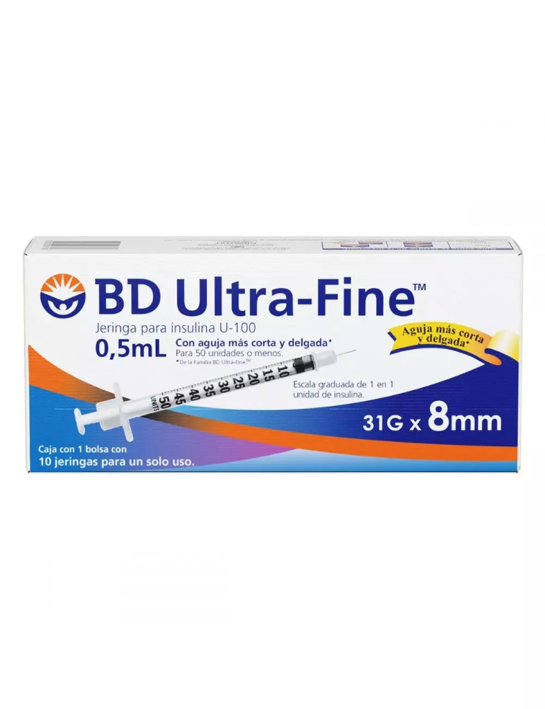JERINGA 0.5ML PARA INSULINA ULTRA-FINE 31Gx8mm BD 326779