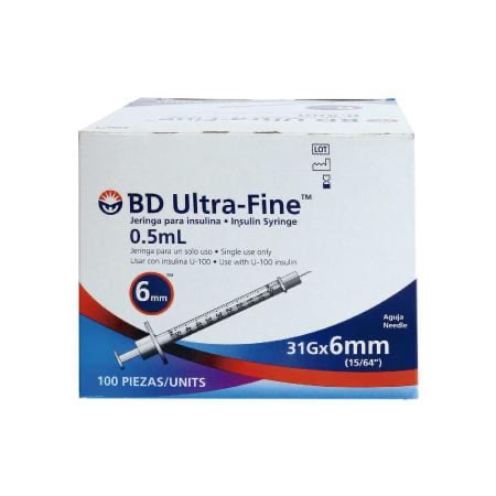 JERINGA 0.5ML PARA INSULINA ULTRA-FINE 31Gx6mm BD 326679