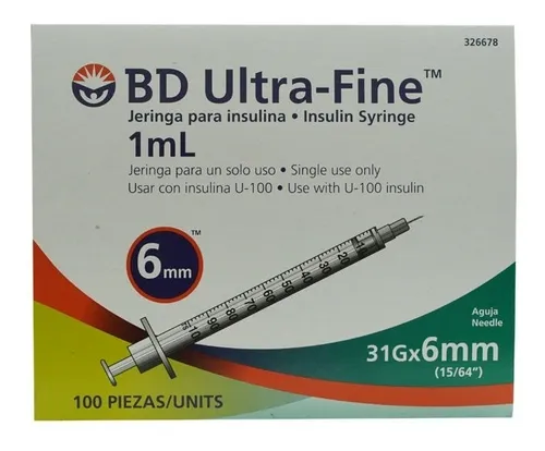 JERINGA 1ML PARA INSULINA ULTRA-FINE 31Gx6mm BD 326678