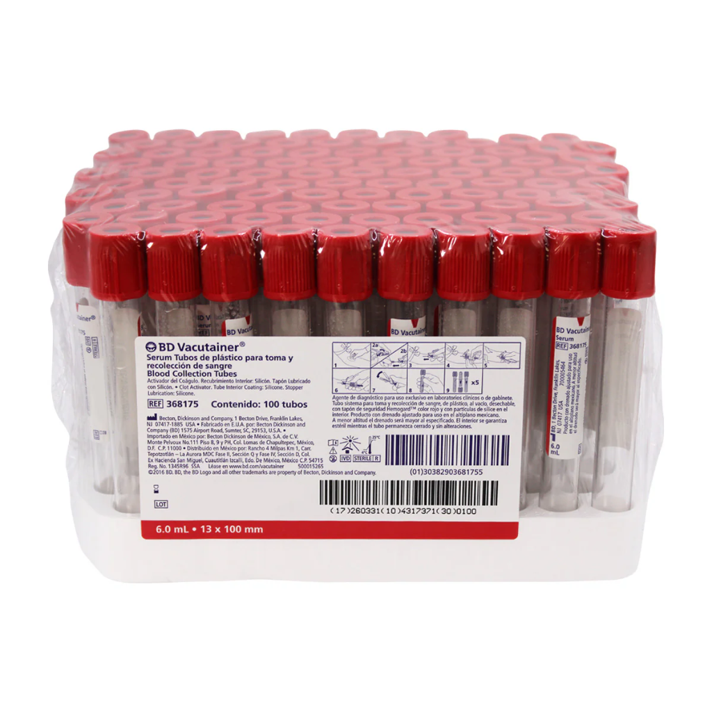 TUBO VACUTAINER ROJO 6ML BD 368175