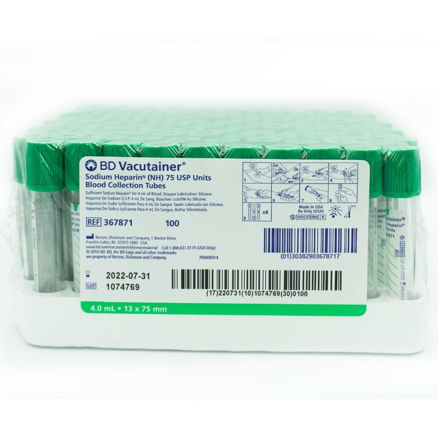 TUBO VACUTAINER VERDE H SODIO 4ML BD 367871