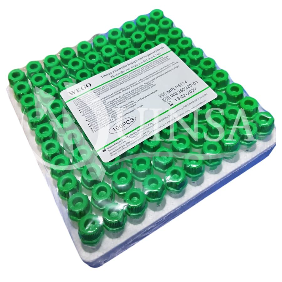 MICROTUBO CON HEPARINA DE LITIO 0.5ML WEGO MPL05114