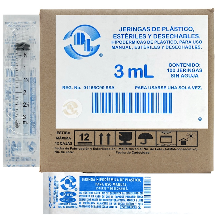 JERINGA 3ML SIN AGUJA DL J03P