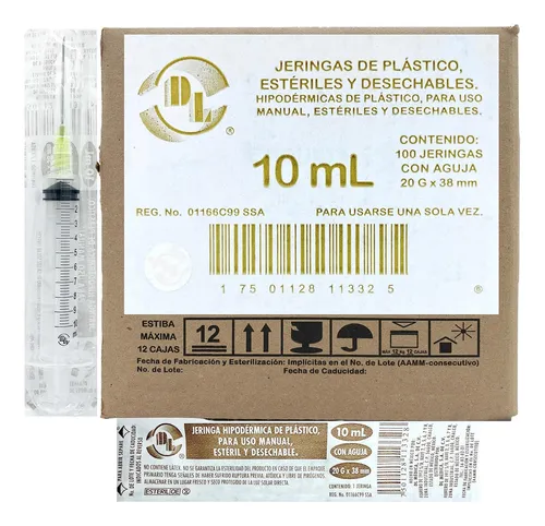JERINGA 10ML CON AGUJA 20Gx38MM 1 1/2" DL J102038P