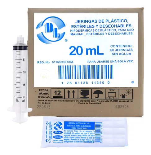 JERINGA 20ML SIN AGUJA DL J20P