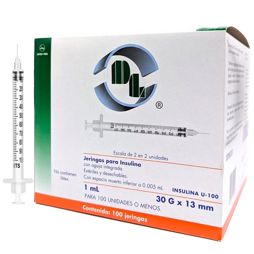 JERINGA PARA INSULINA UNIBODY 1ML 30Gx13MM DL J013013