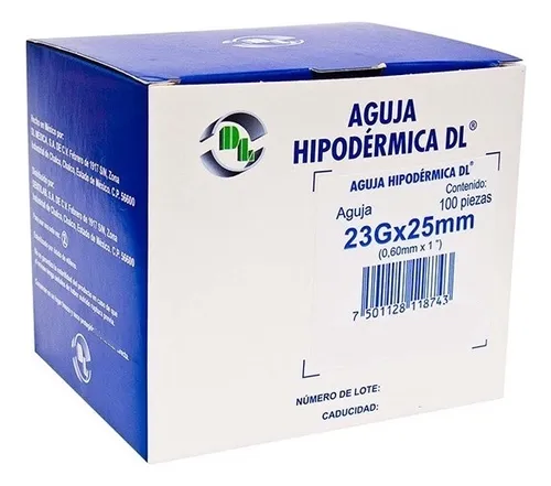 AGUJA HIPODERMICA 23Gx25MM 1" DL AGH23X25