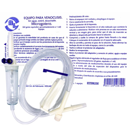 EQUIPO PARA VENOCLISIS MICROGOTERO SIN AGUJA DL VEDLMIC