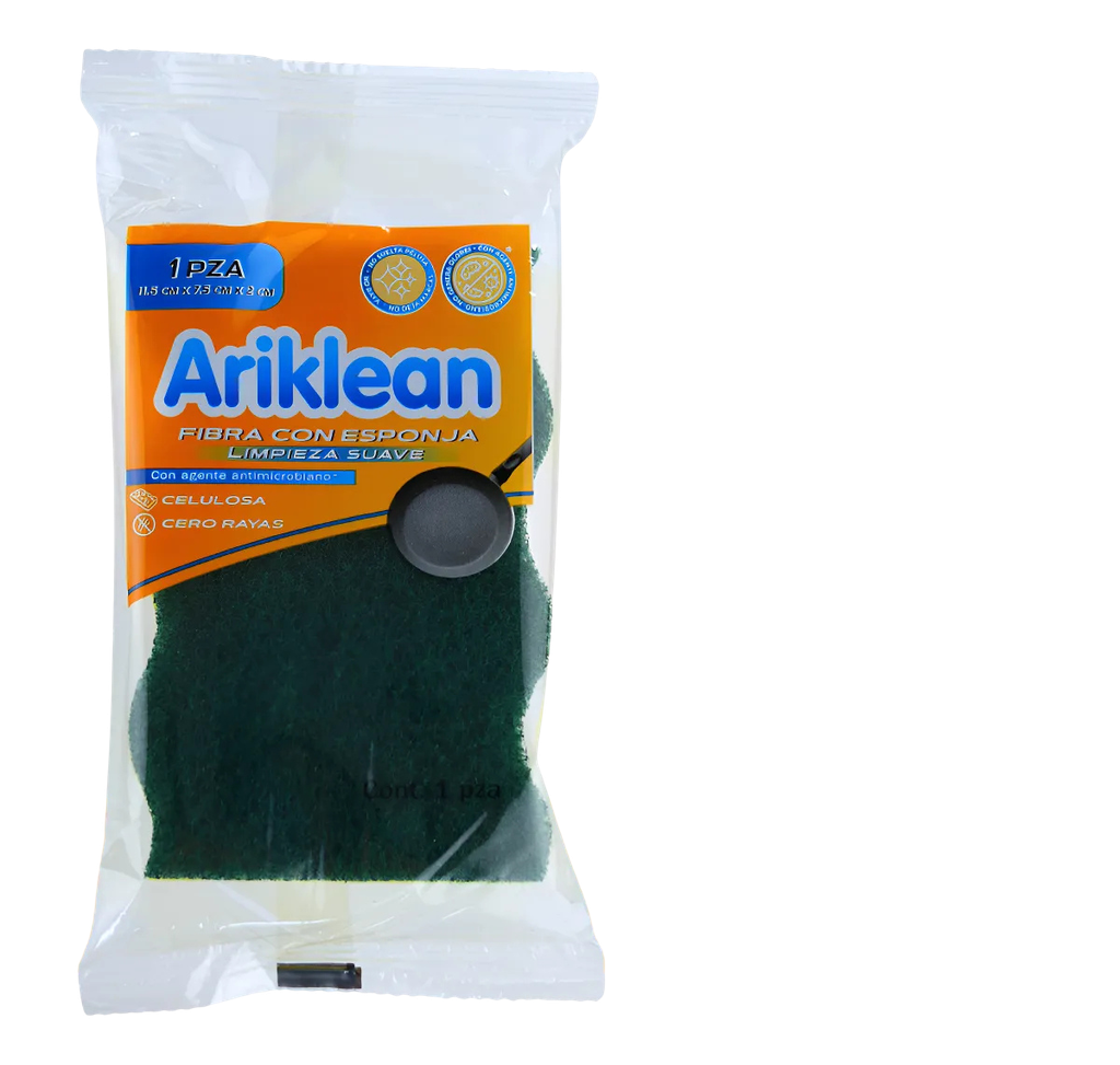 FIBRA CON ESPONJA LIMPIEZA SUAVE B44 ARIKLEAN
