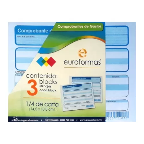 COMPROBANTE DE GASTOS 1/4 CARTA - EUROFORMAS