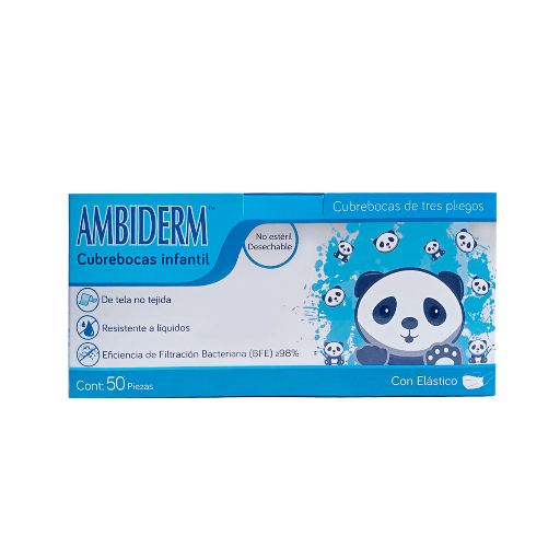 CUBREBOCAS AZUL CON PANDAS "AMBIDERM INFANTIL"  