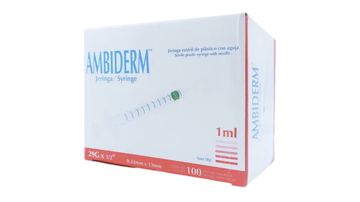 JERINGA 1ML LUER SLIP CON AGUJA 29Gx13mm AMBIDERM