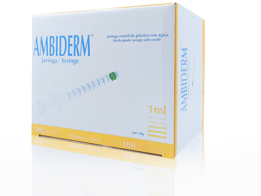 JERINGA CON AGUJA VOLUMEN 1ML, GAUGE 30G "AMBIDERM"  
