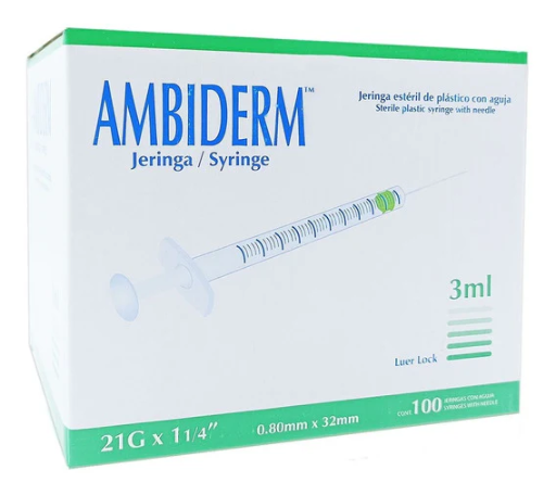 JERINGA 5ML LUER LOCK CON AGUJA 21Gx32mm AMBIDERM