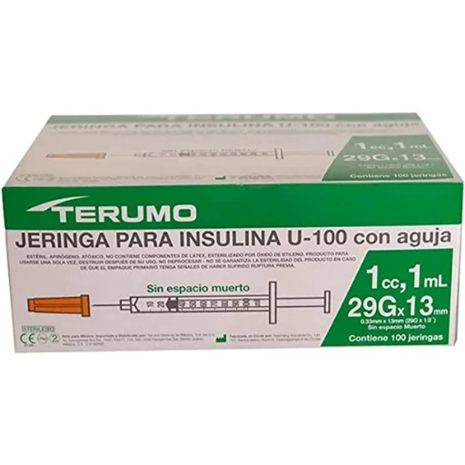 JERINGA PARA INSULINA 1ml 29Gx13mm TERUMO SS*10M2913L100