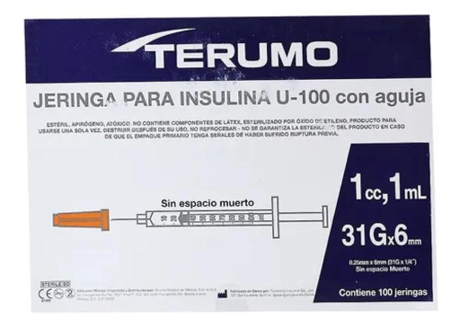 JERINGA PARA INSULINA 1ml 31Gx6mm TERUMO SS*10M3106L100