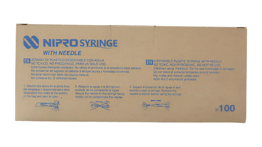 JERINGA 3ML LUER LOCK CON AGUJA 22Gx32mm 1 1/4 JD-03L2232 NIPRO