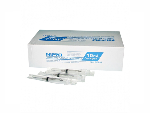 JERINGA 10ML LUER LOCK CON AGUJA 22Gx38mm 1 1/2 JD-10L2238 NIPRO