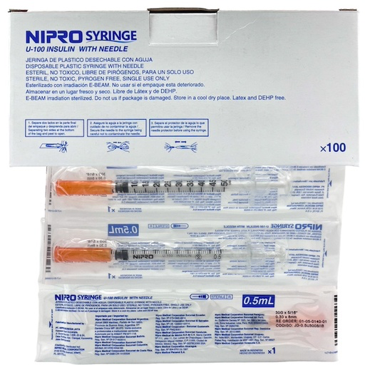 JERINGA 0.5ML PARA INSULINA 30Gx8mm JD-0.5U3008 NIPRO