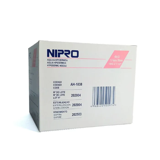 AGUJA HIPODERMICA 18Gx38mm 1 1/2 AH-1838-S NIPRO