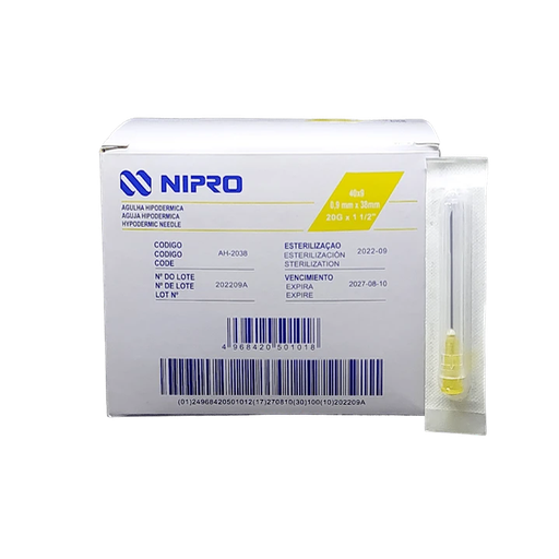 AGUJA HIPODERMICA 20Gx38mm 1 1/2 AH-2038-S NIPRO
