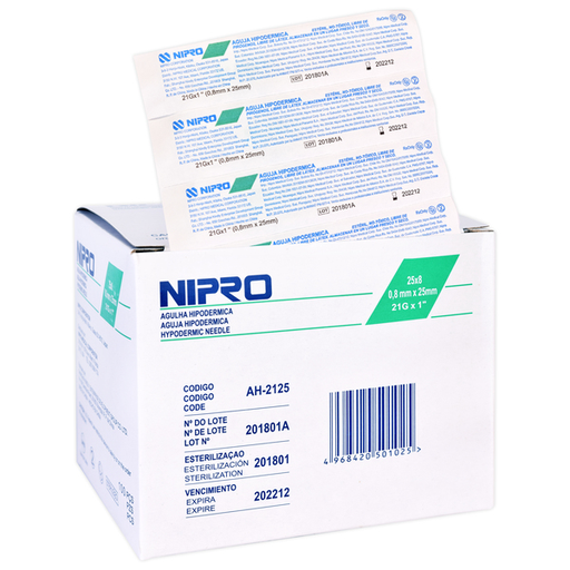 AGUJA HIPODERMICA 21Gx25mm 1 AH-2125-S NIPRO