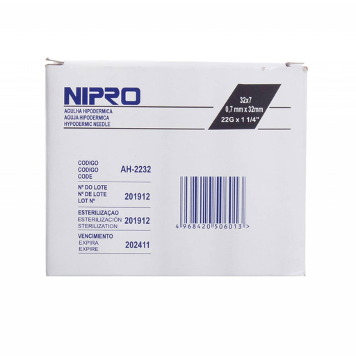 AGUJA HIPODERMICA 22Gx32mm 1 1/4 AH-2232-S NIPRO