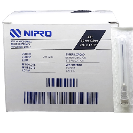 AGUJA HIPODERMICA 22Gx38mm 1 1/2 AH-2238-S NIPRO