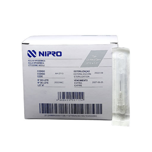 AGUJA HIPODERMICA 27Gx13mm 1/2 AH-2713-S NIPRO