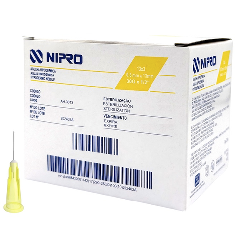 AGUJA HIPODERMICA 30Gx13mm 1/2 AH-3013-S NIPRO
