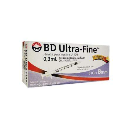 JERINGA 0.3ML PARA INSULINA ULTRA-FINE 31Gx8mm BD 326778