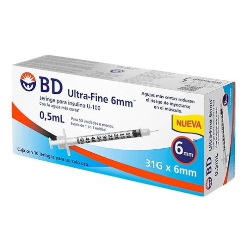JERINGA 0.5ML PARA INSULINA ULTRA-FINE 31Gx6mm BD 324914