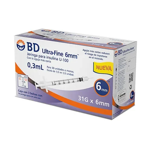 JERINGA 0.3ML PARA INSULINA ULTRA-FINE 31Gx6mm BD 326785