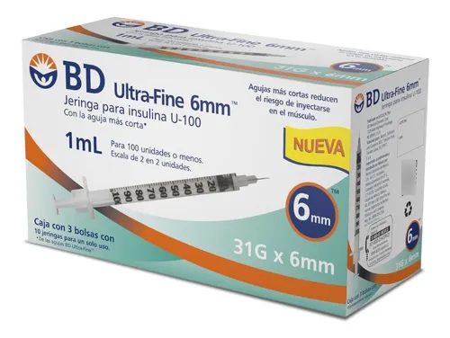 JERINGA 1ML PARA INSULINA ULTRA-FINE 31Gx6mm BD 326787